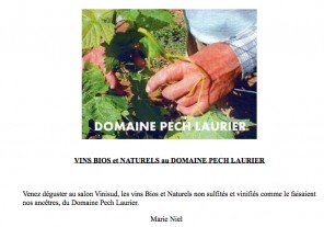 communique presse domaine pech laurier vin nature