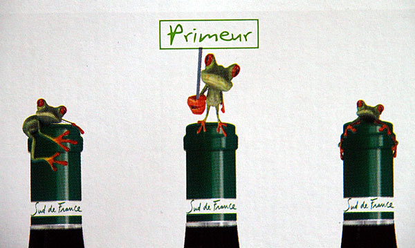 Etiquette vin bio avec une grenouille sans nom par gilles louvet