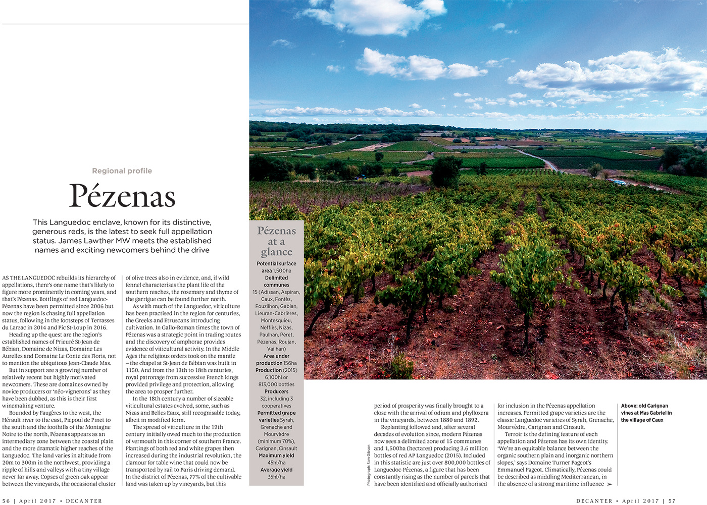 La future AOC Pézenas dans le magazine international Decanter