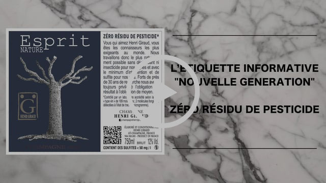 L’étiquette de vin informative du Champagne Henri Giraud : ZÉRO RÉSIDU DE PESTICIDE